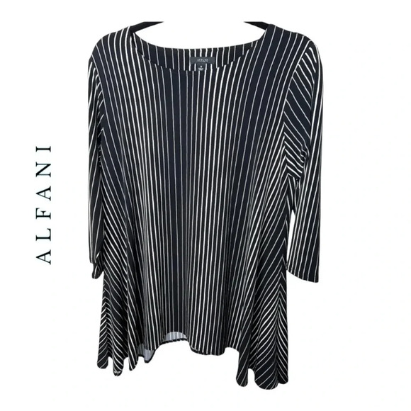 0240.‎ Alfani TUNIC STRIPES BLACK/WHITE IN COLOR ALINE STYLE SIZE MEDIUM - Picture 1 of 9
